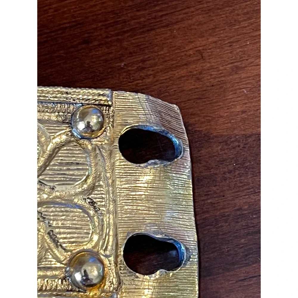 Vintage Accessocraft NYC Etruscan Revival Gold Tone Cabochon Belt Buckle‎ Set